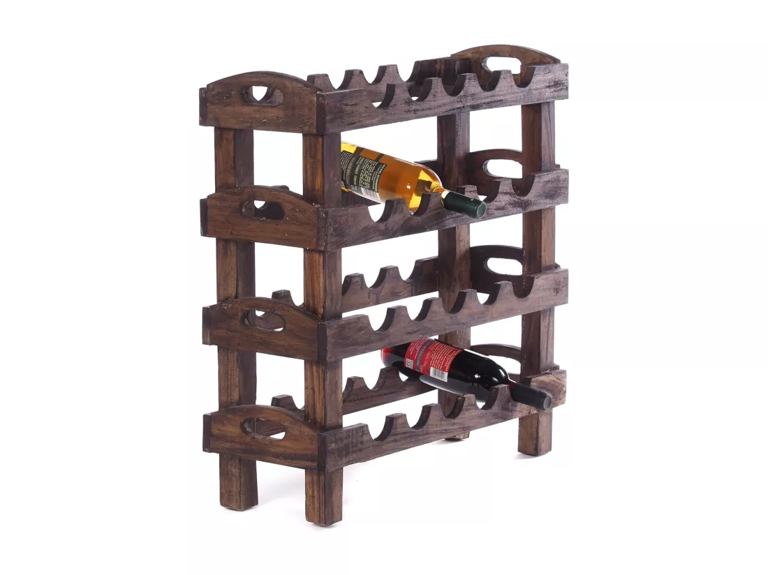 ÉTAGÈRE À BOUTEILLES RUSTIQUE Bois massif, pour 20 bouteilles 03 dunkelbraun
