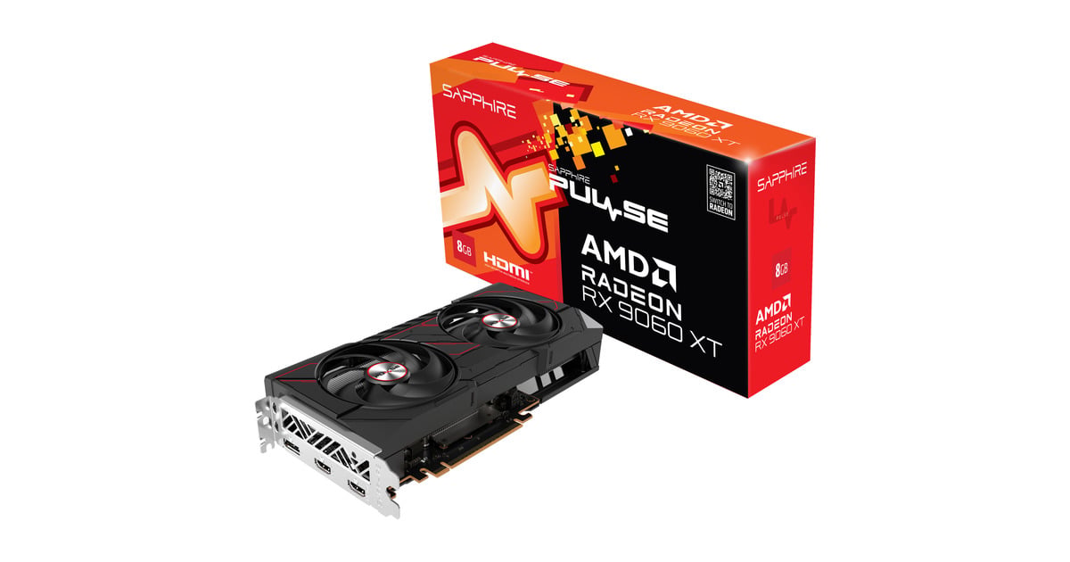 SAPPHIRERadeon RX 9060 XT Pulse 8GB grafische kaart  (1x DisplayPort, 2x HDMI)