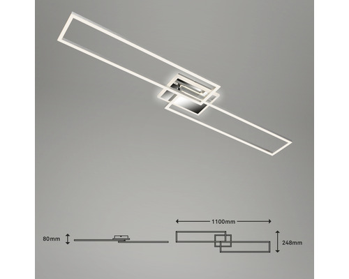 LED plafondlamp, dimbaar, CCT 40W, 5200 lm, 2700-6500 K, 24,8 x 47,5 cm + afstandsbediening, aluminium/chroom