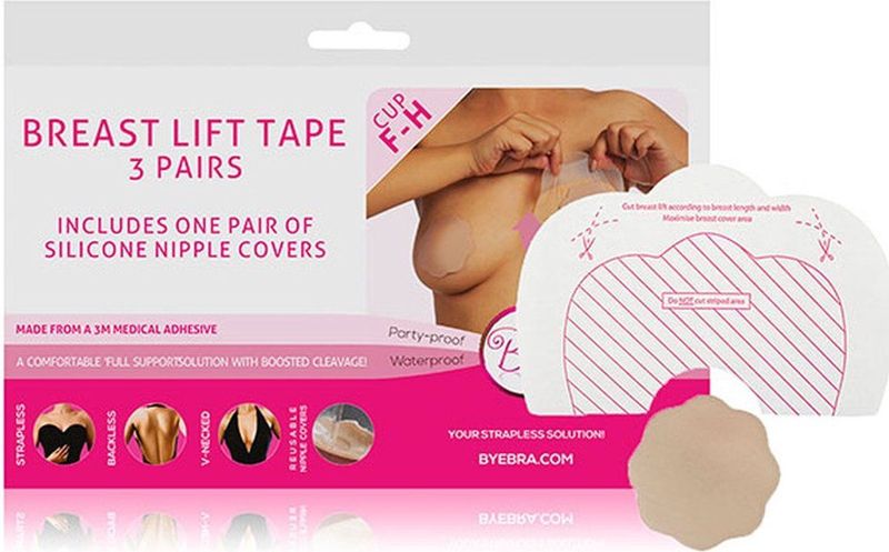 Bye Bra F-H - onzichtbare borstlift tape - nude (6 stuks)