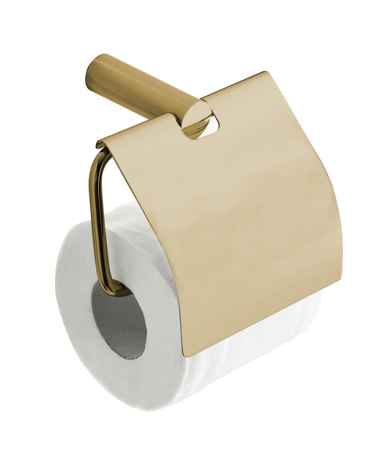 Mueller Gold toiletrolhouder met klep geborsteld messing