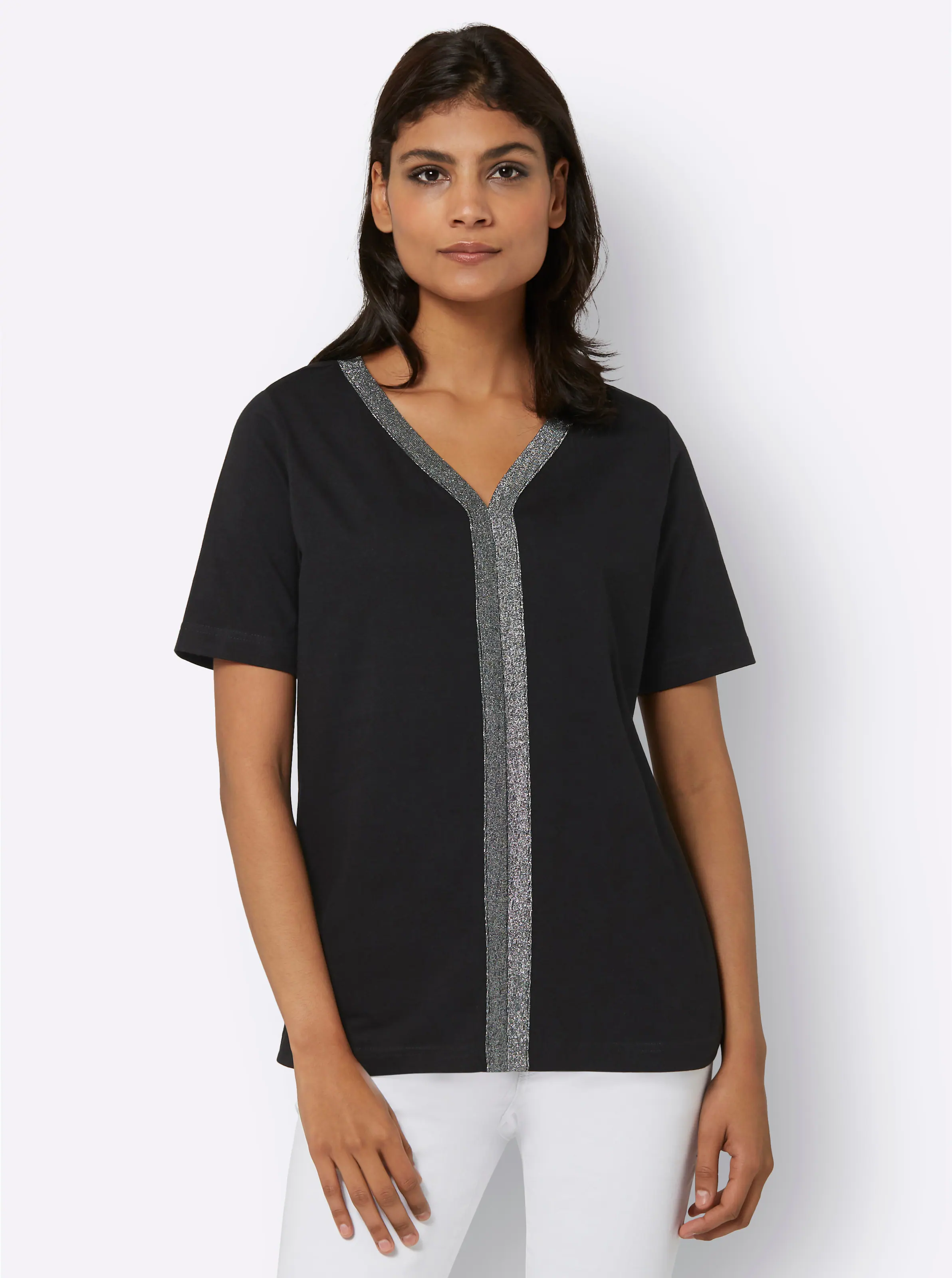 Kurzarmshirt in schwarz