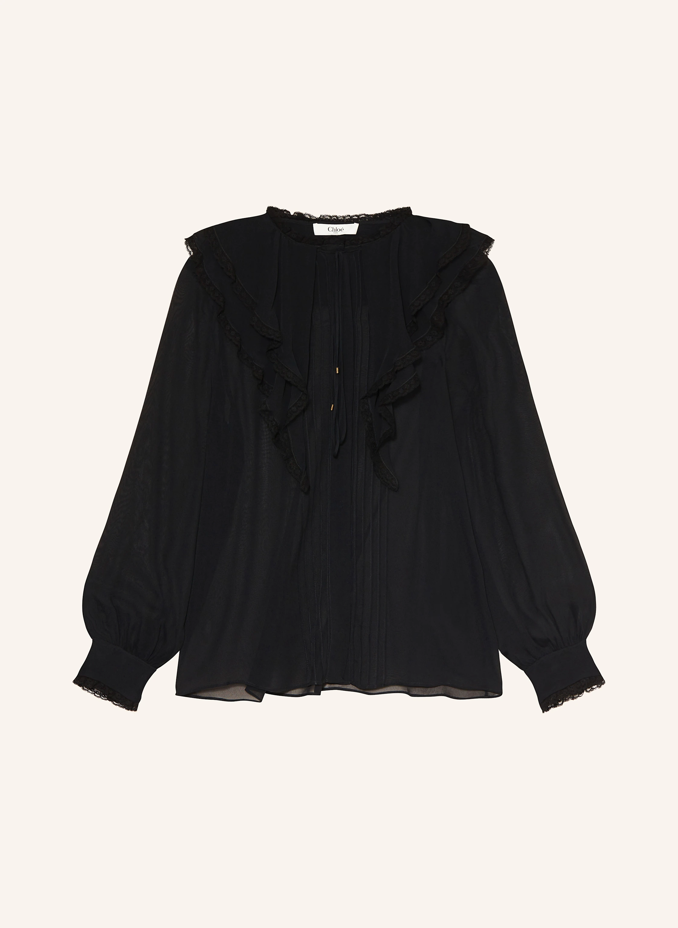 Chloé Seidenbluse mit Volants und Spitze