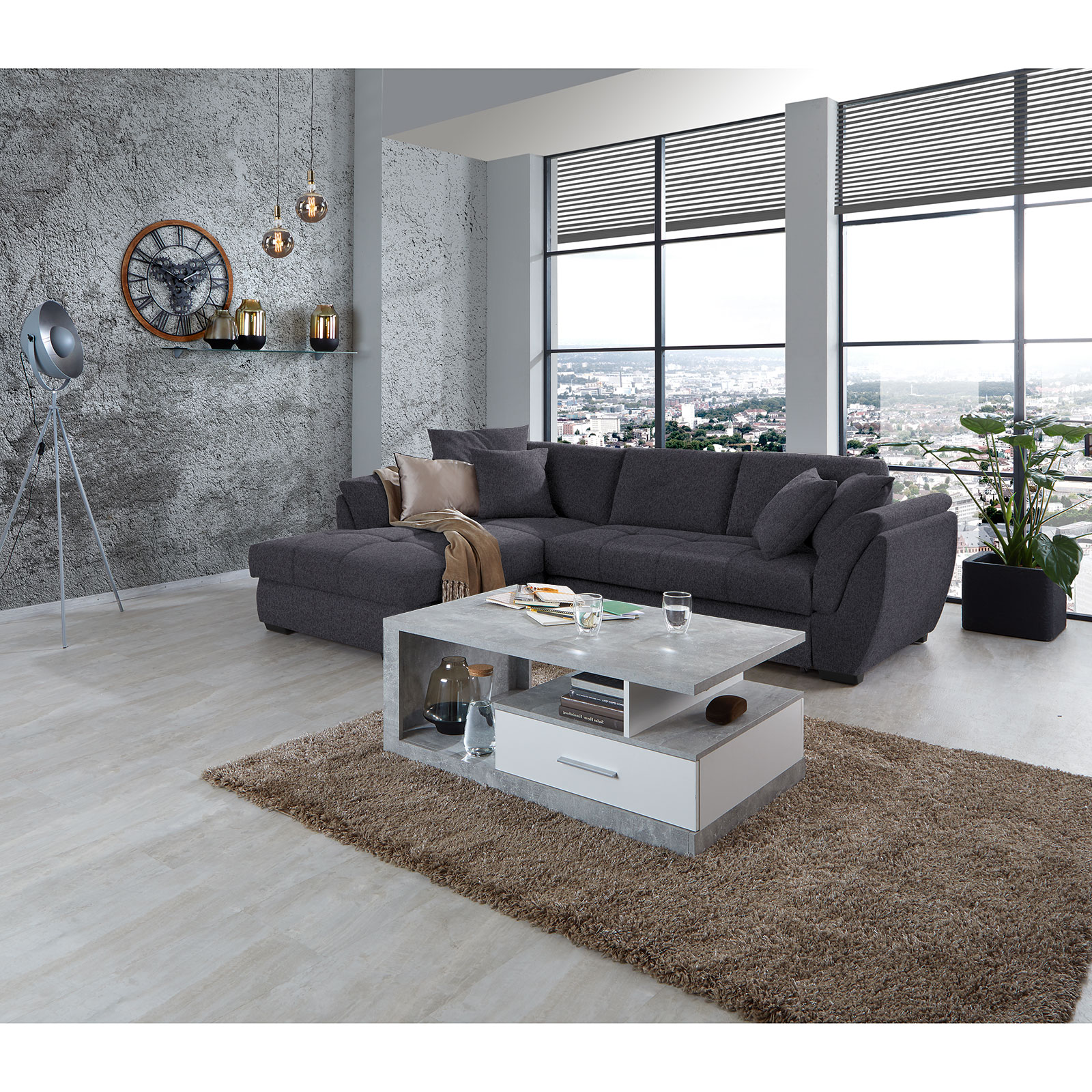 Ecksofa - graphit - Liegefunktion - Recamiere links