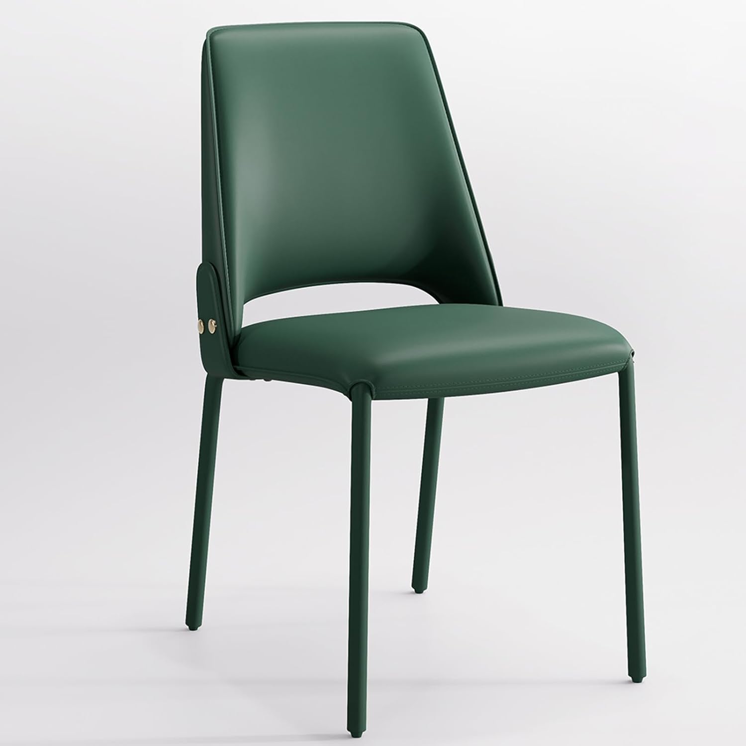 YOUTASTE Esszimmerstühle 1er, Voll-Leder Küchenstuhl Wohnzimmerstuhl, Polsterstuhl mit hohe lehne, Metallbeine Schminktisch Stuhl, für Esszimmer Wohnzimmer Küche, Dunkelgrün