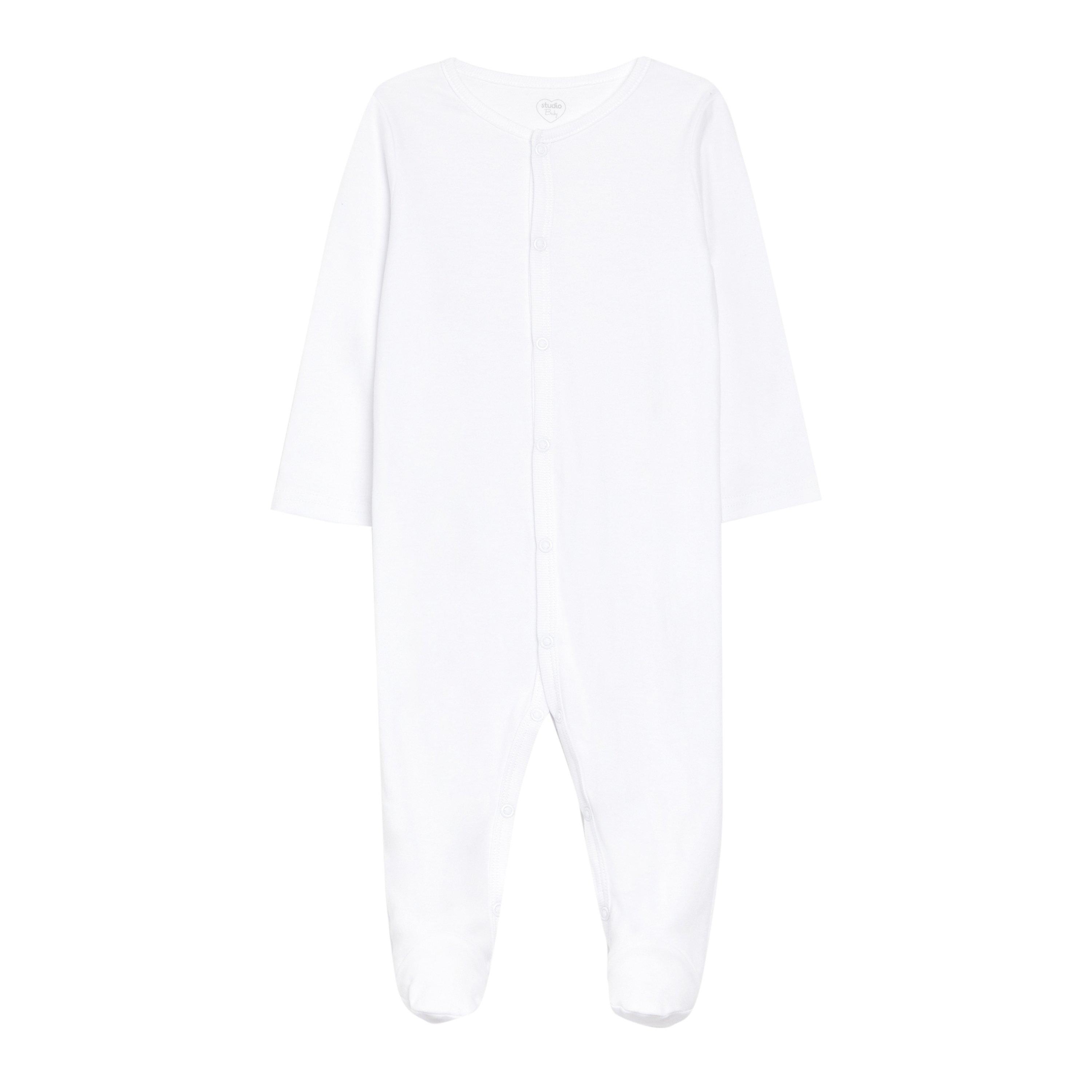 Hello World Baby Unisex Pack of 5 Long Sleeve White Sleepsuits