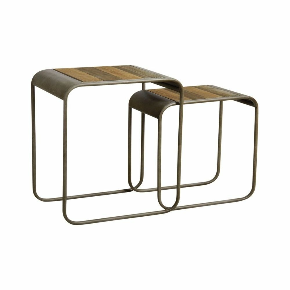 Sellettes en bois et métal (lot de 2)