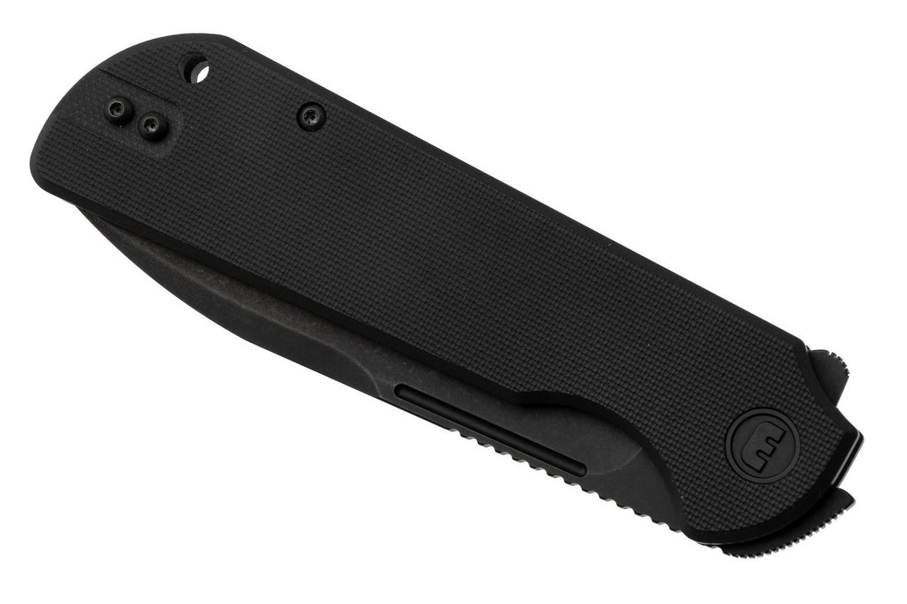 Eutektik Binary BIN-BBW-L Blackwashed 14C28N, Black G10, linkshandig zakmes