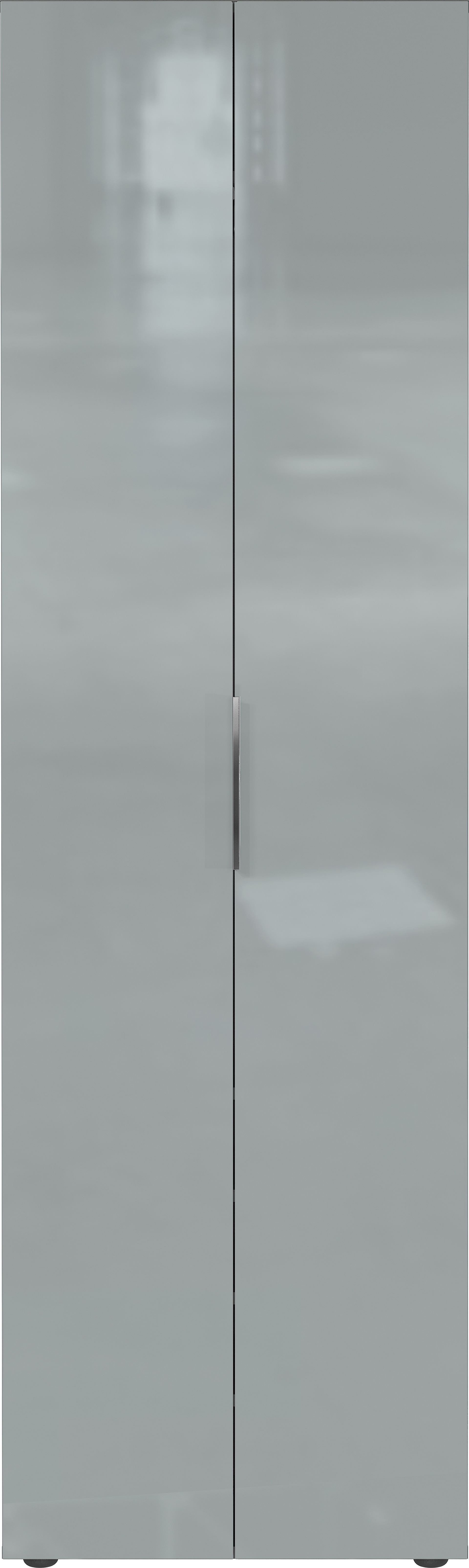 Garderobenschrank LEVIN 59 x 197 cm Glasfront Silbergrau/Graphit