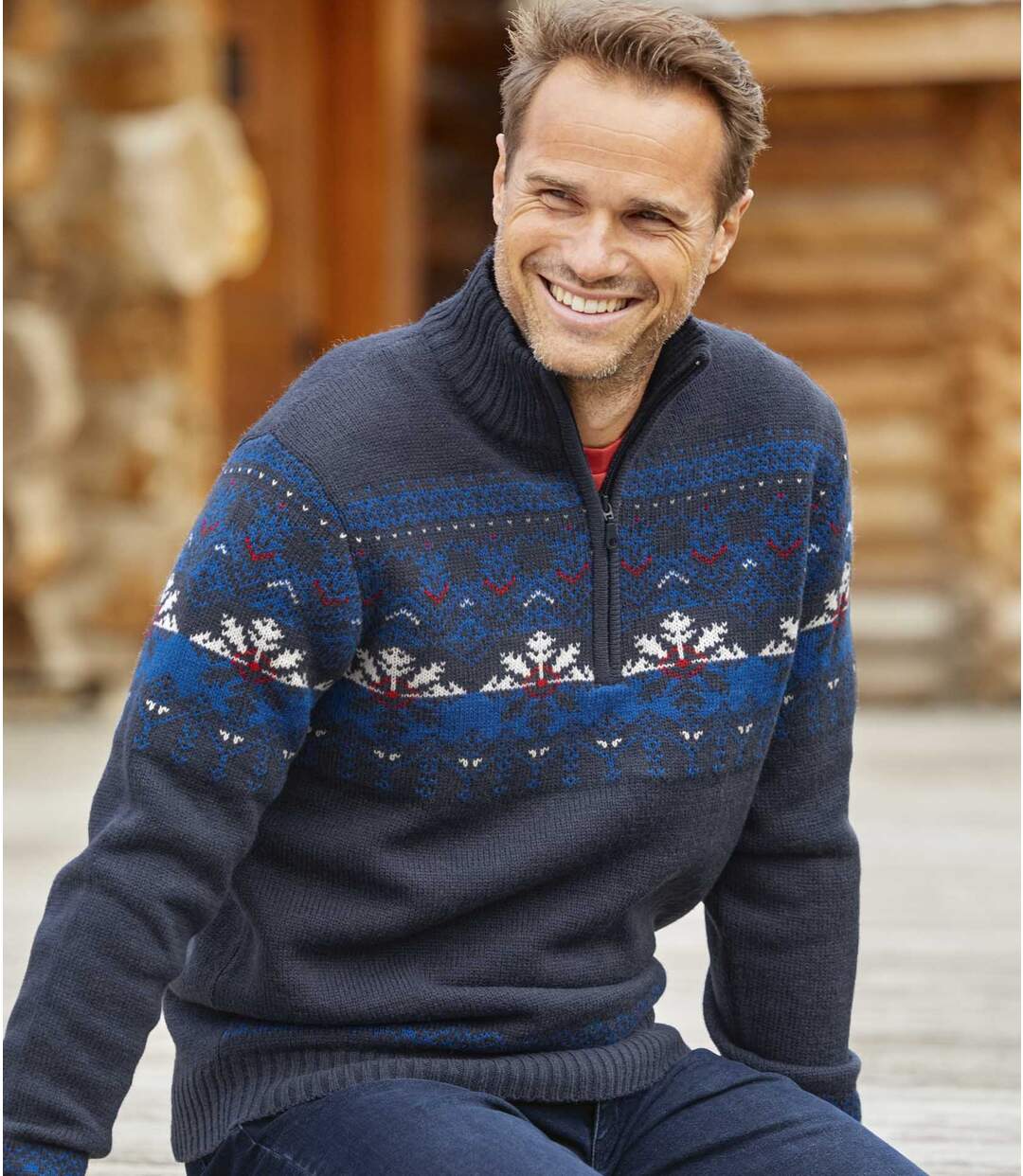 Pull Col Camionneur Tricot Jacquard