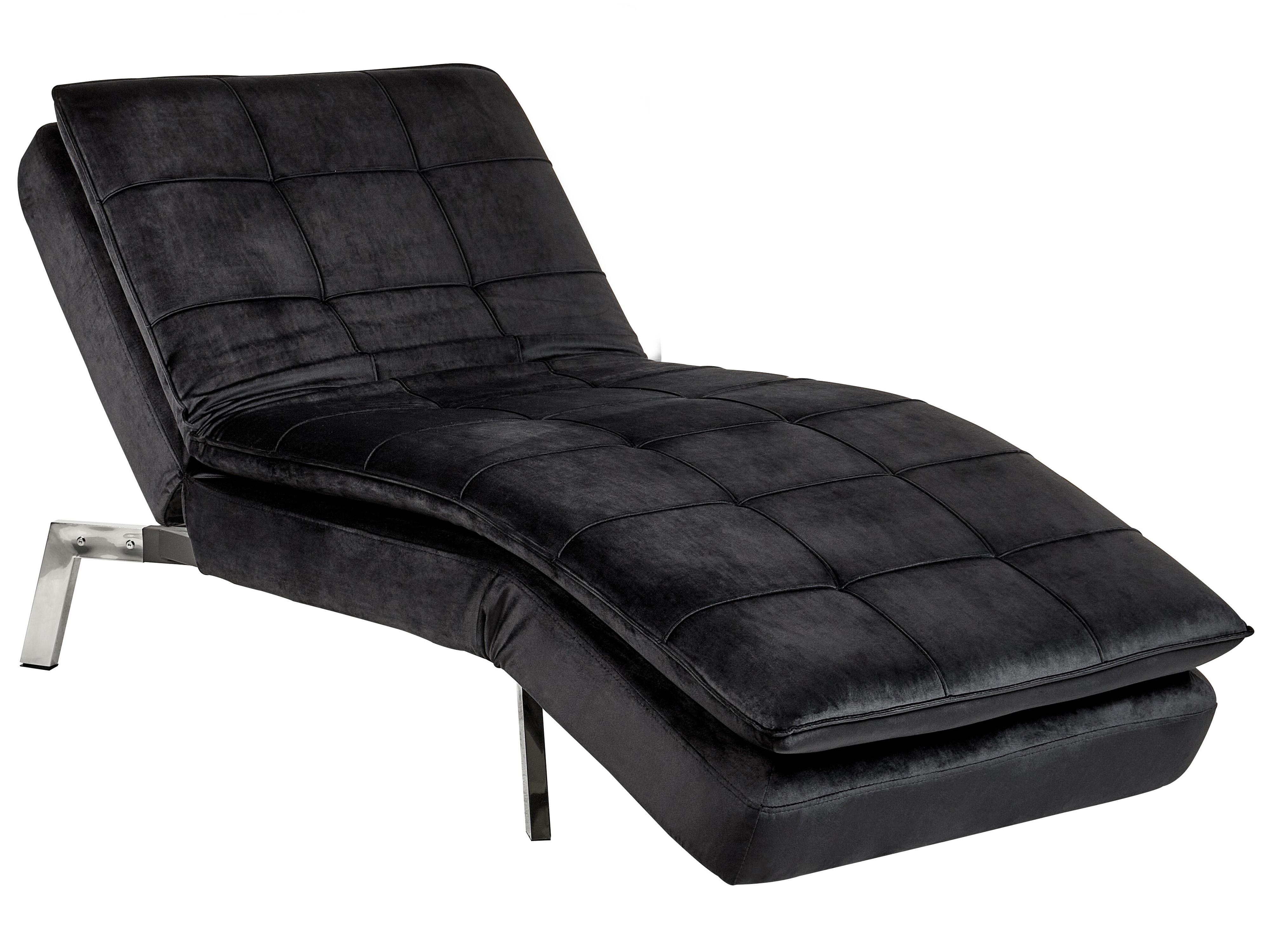 Chaise longue LOIRET Fluweel Zwart