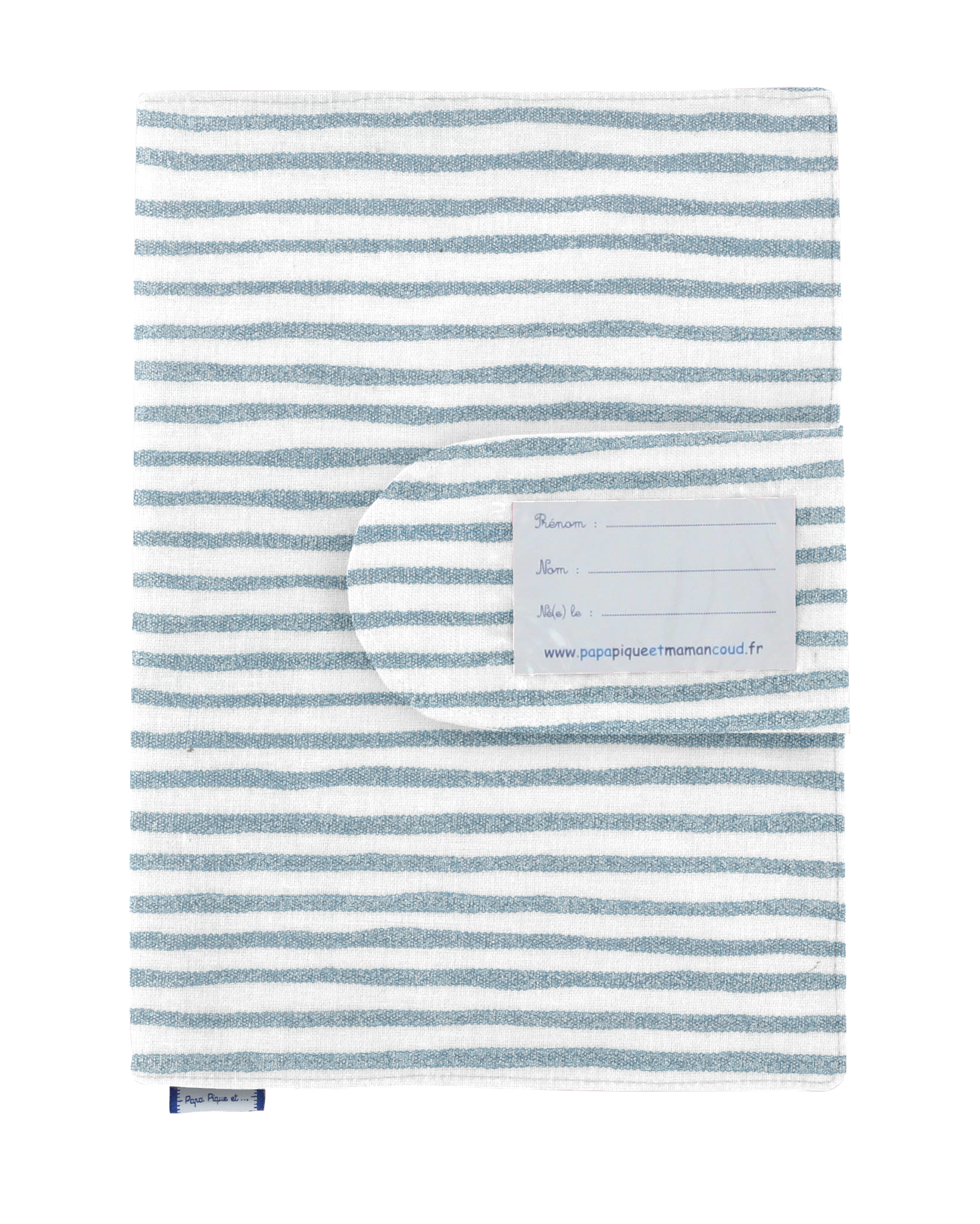 Protège Carnet De Santé Rayé Bleu Blanc