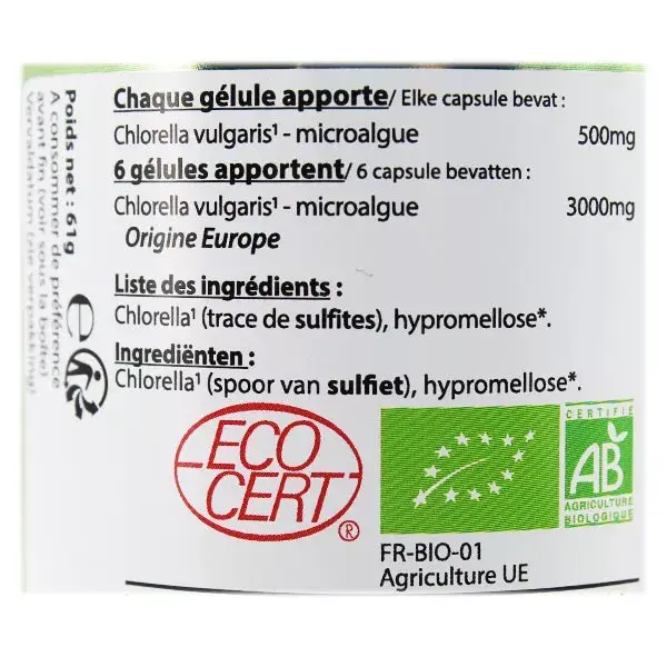 Vit'all+ Clorela Orgânica 500mg 100 Cápsulas Vegetais