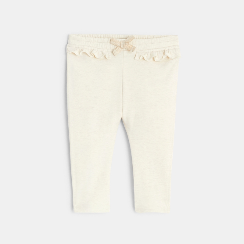 Pantalon molleton ceinture volantée beige bébé fille