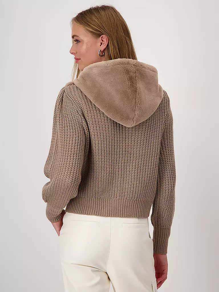 MONARI Strickjacke in Felloptik beige