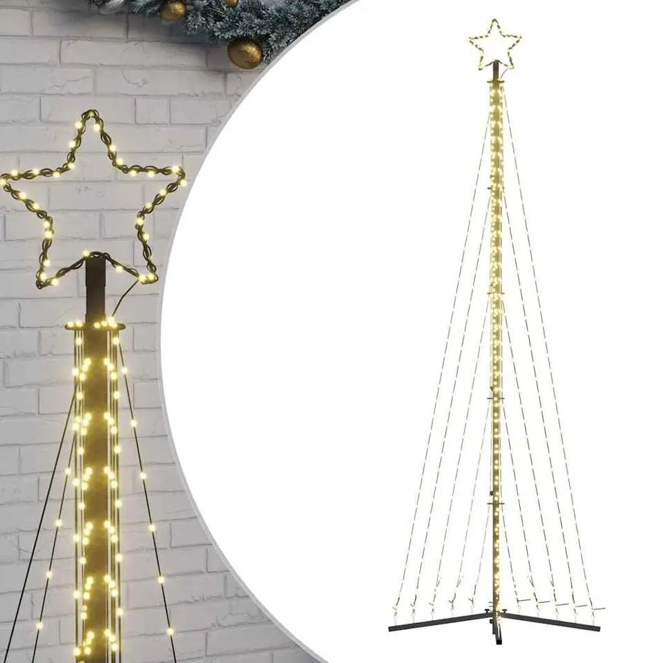 vidaXL - LED-kerstboom met spikes 495 LEDs 123x300,5 cm - Warmwit - Koper, ijzer