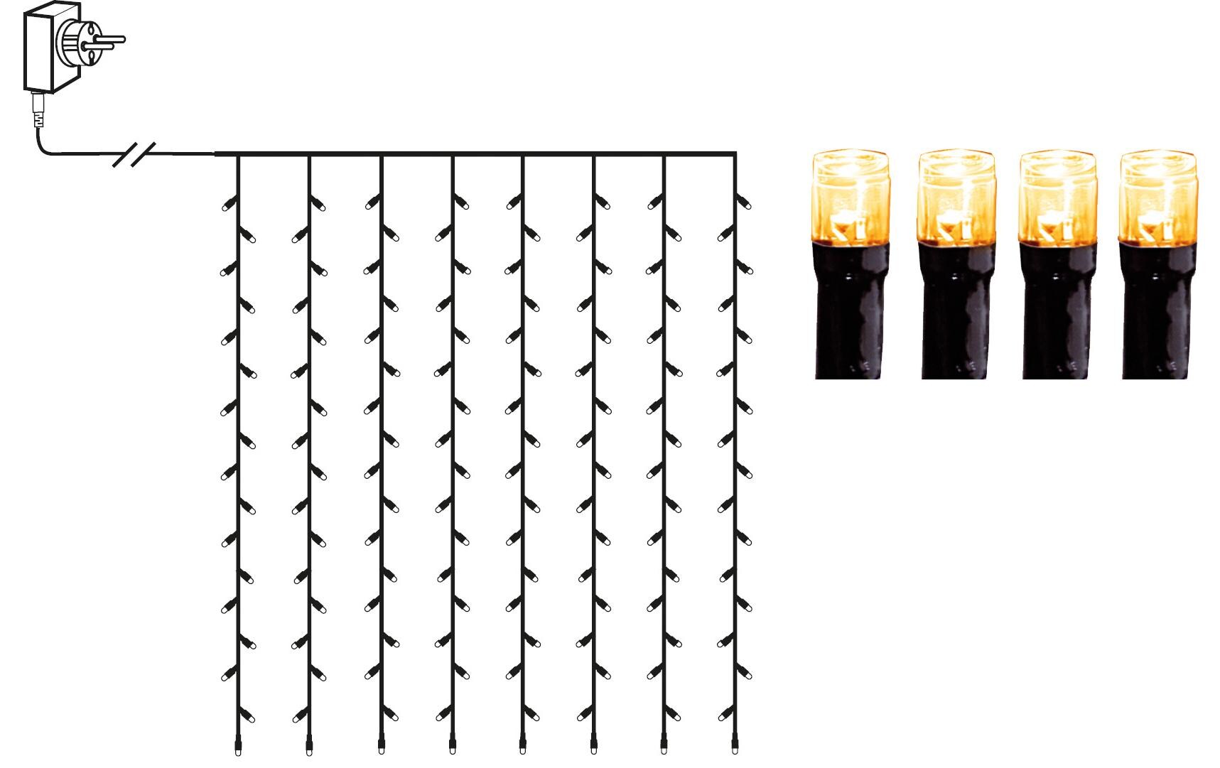 LED-Lichtervorhang Golden, 80 LEDs, 130 cmLichterkette mit goldig warmweissen LEDs
