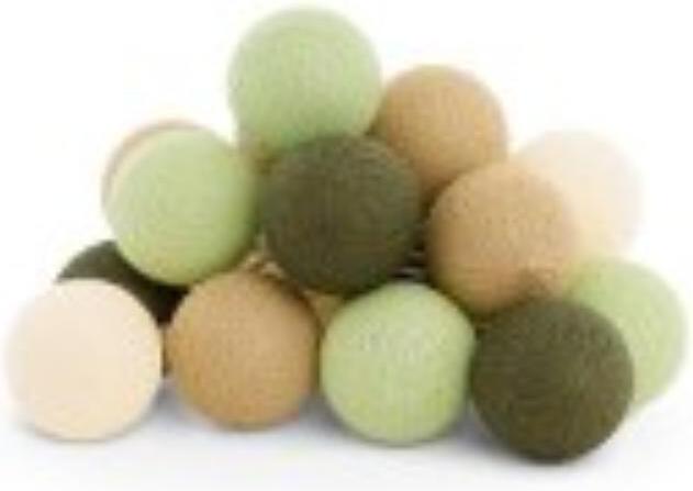 Cotton Ball Lights lichtsnoer Rana extention kit beige / bruin / groen 2,4 m met 20 lampen