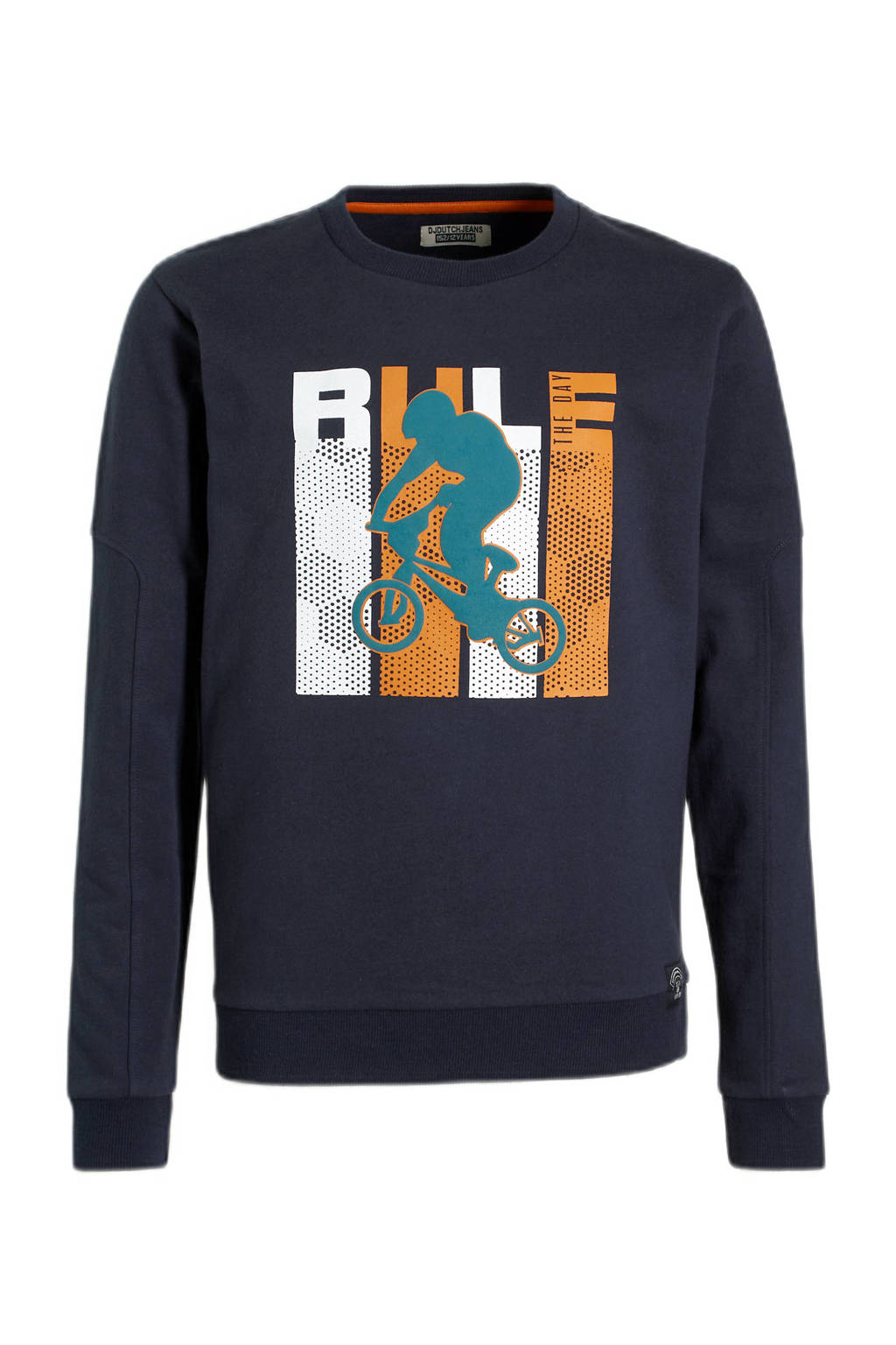 DJ Dutchjeans sweater met printopdruk donkerblauw