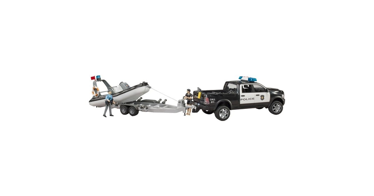 bruderRAM 2500 politietruck met boot + trailer en 2 figuren Modelvoertuig  (02507)