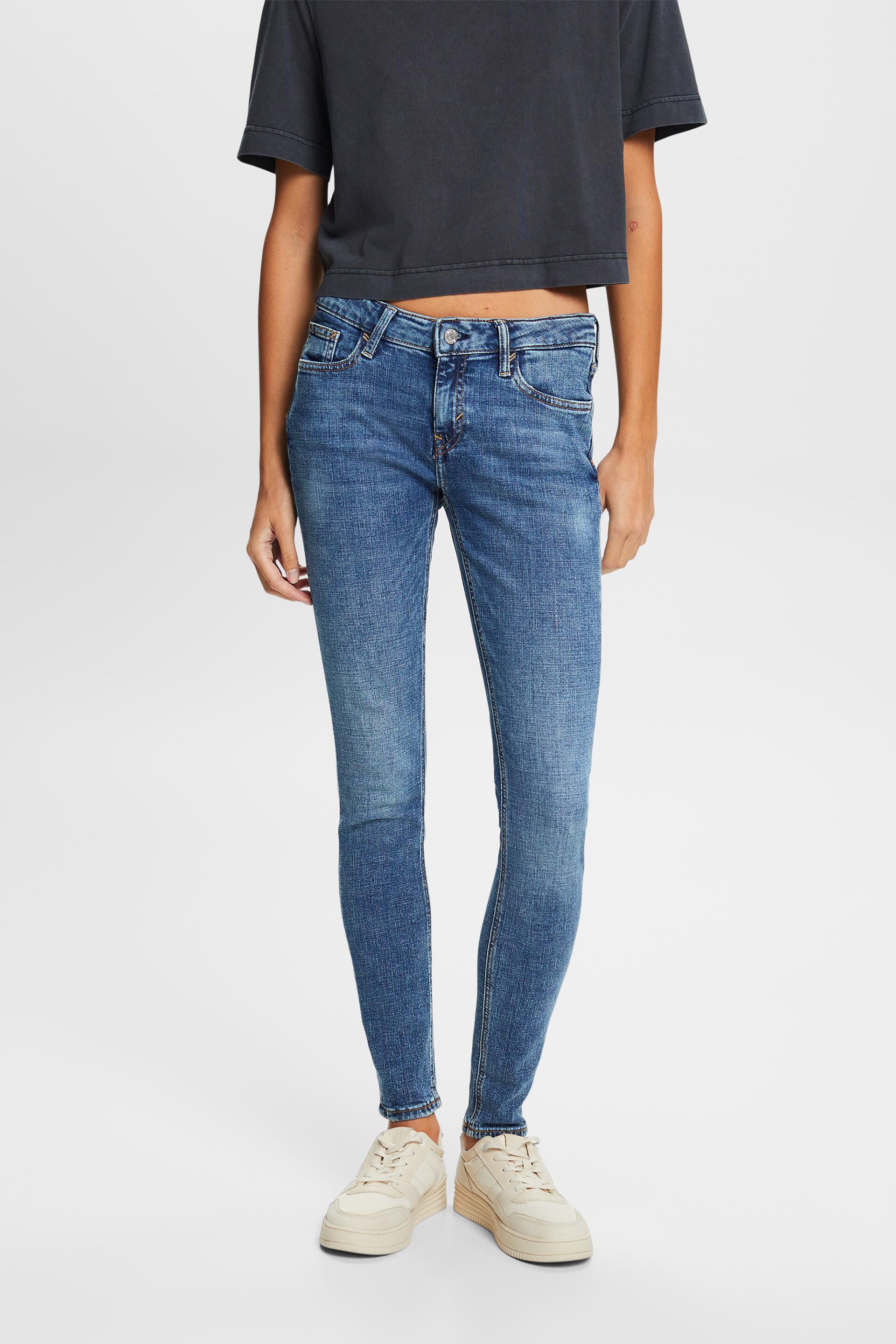 En matière recyclée : jean stretch de coupe Skinny Fit taille mi-haute