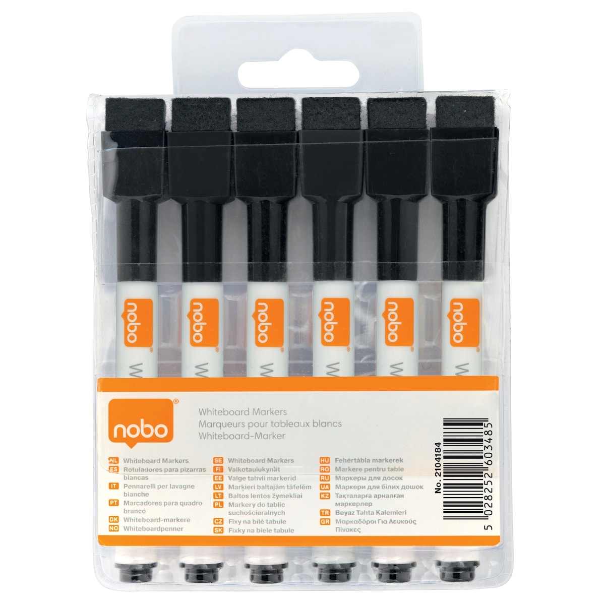 Whiteboard marker Nobo svart 6-p