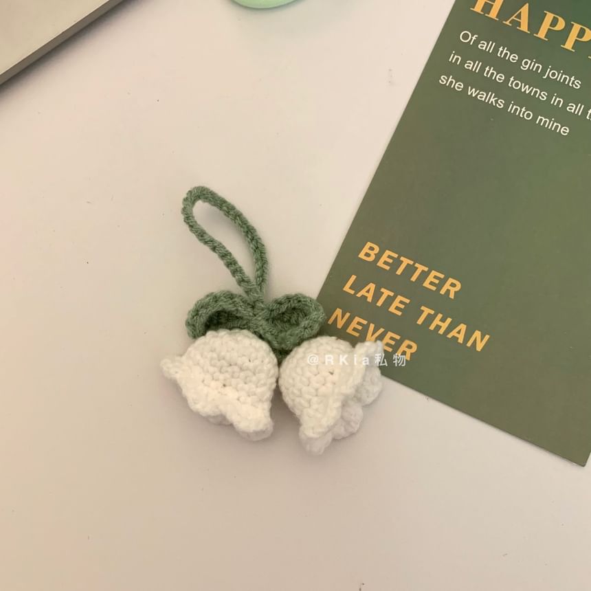 Minbrogy - Sleutelhanger met gebreide bloemen/imitatieparels (verschillende ontwerpen)