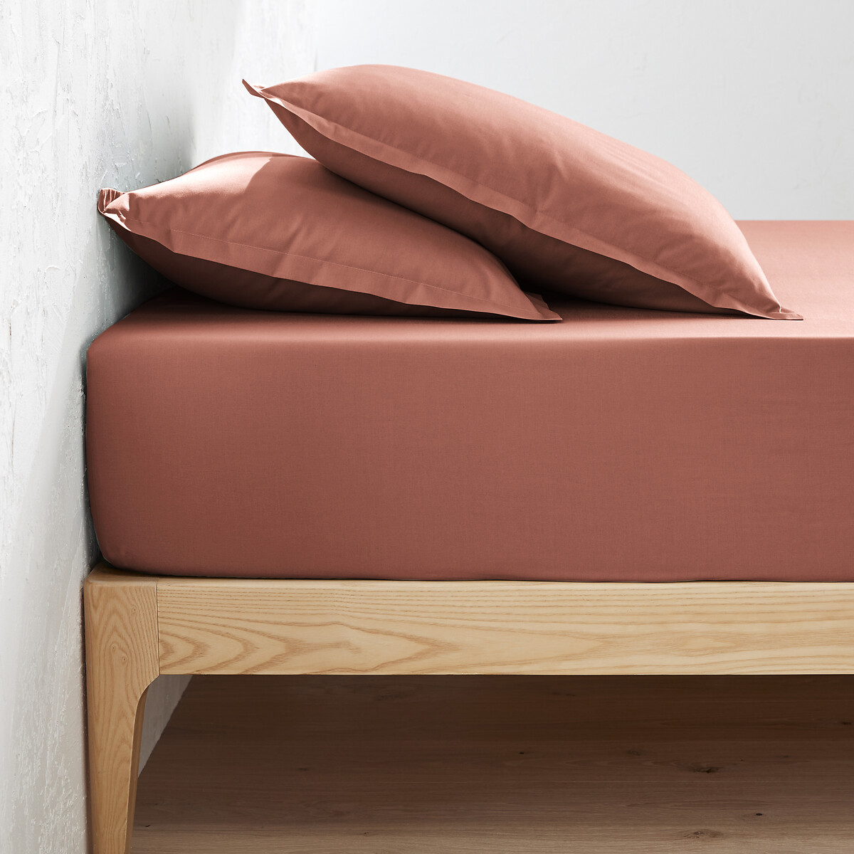 LA REDOUTE INTERIEURS<br>Lençol justo de algodão percal, bainha 30 cm Cenário