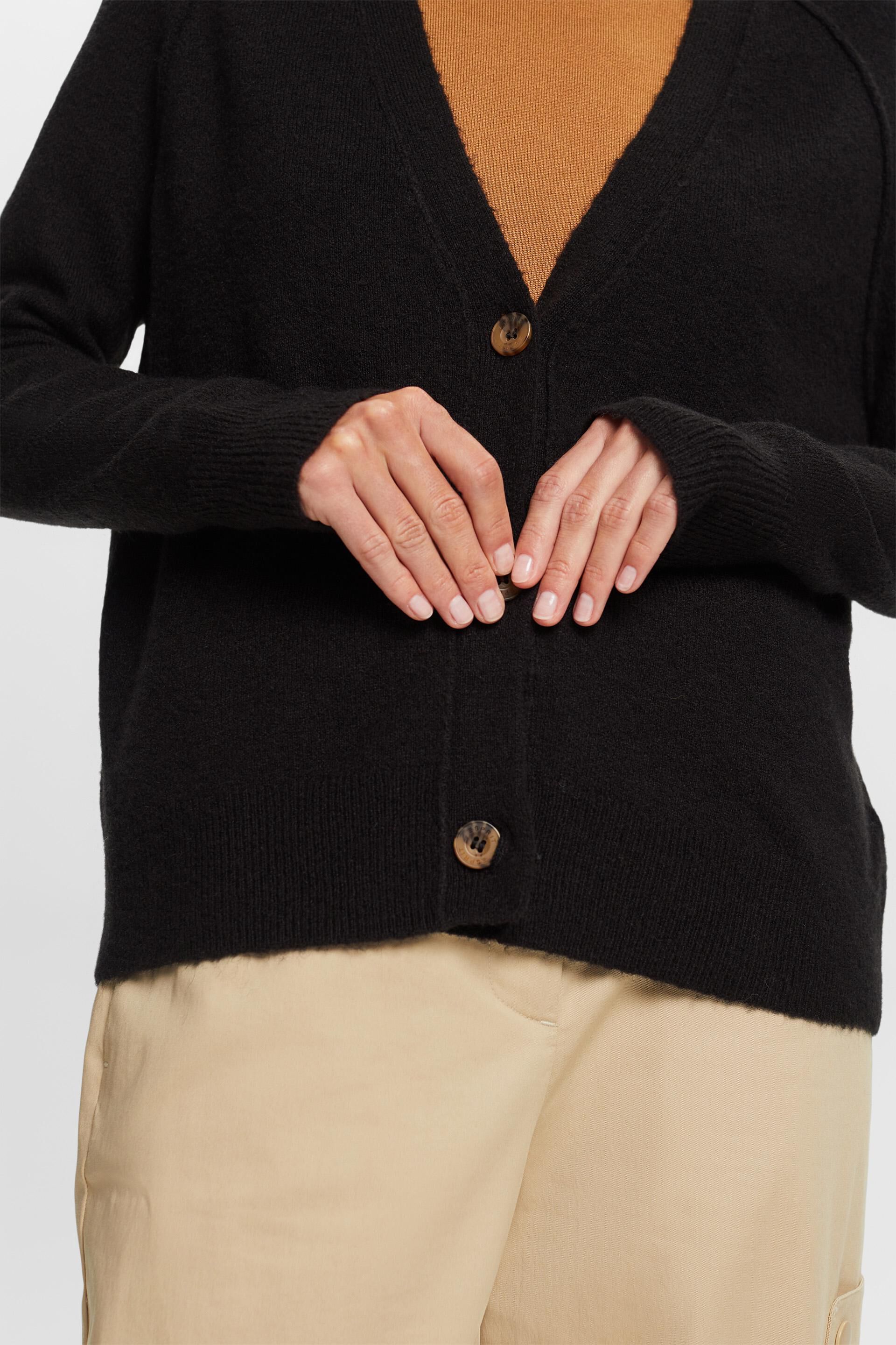 Cardigan à encolure en V boutonnée, en laine mélangée