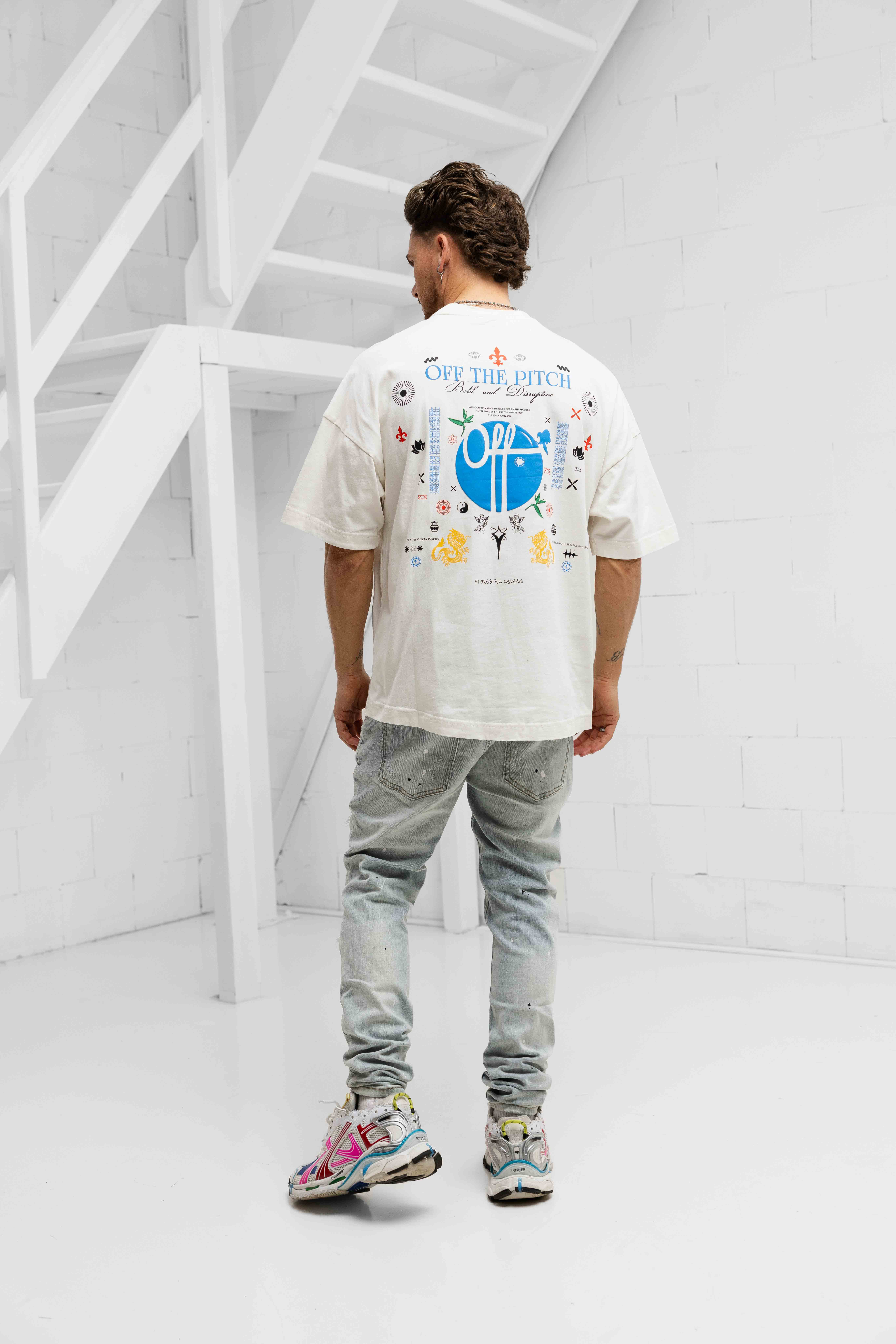 Off The Pitch Global Oversized T-Shirt Heren Gebroken Wit