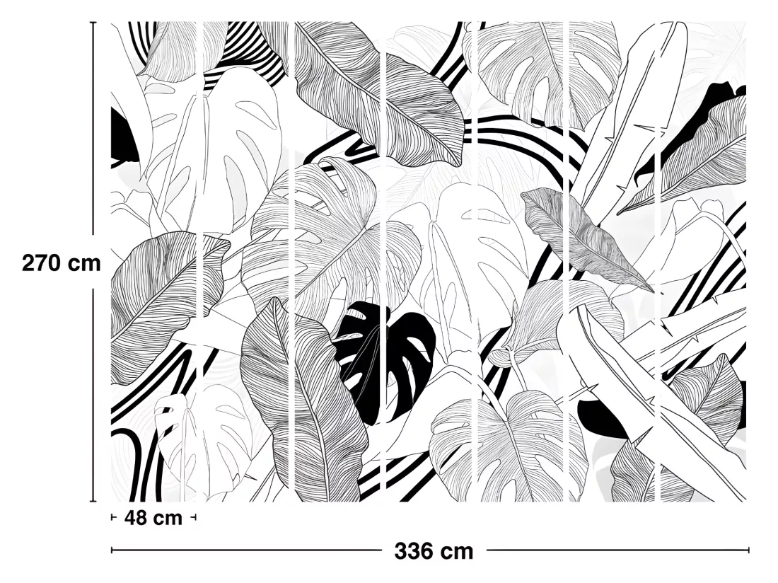 Papier Peint Panoramique L336xH270cm - Borneo B&W - Papier intissé 150gr/m2