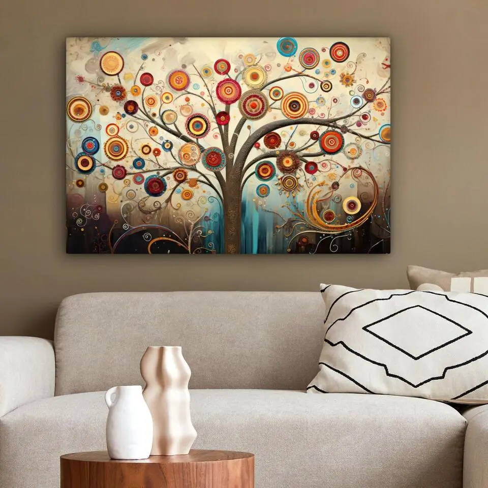 MuchoWow Canvas Schilderij 60x40cm Boom Tree of life Kleur