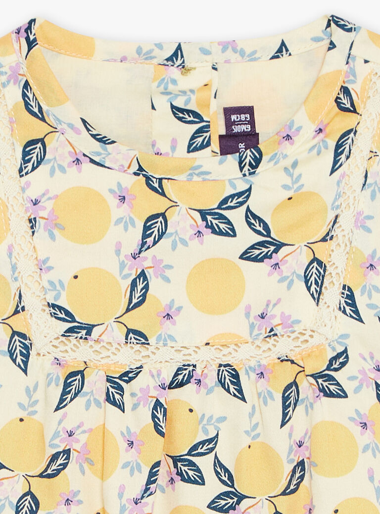 Blouse vanille en satin à fruits