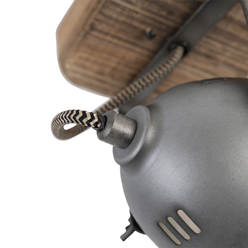 Smart spot staal met hout incl. WiFI GU10 verstelbaar - Emado
