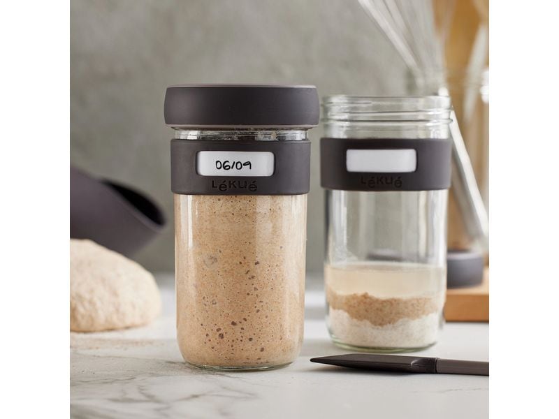 Lékué Sauerteigglas 0.7 l, Glas, 2 Stück Sauerteig-Starter-Kit