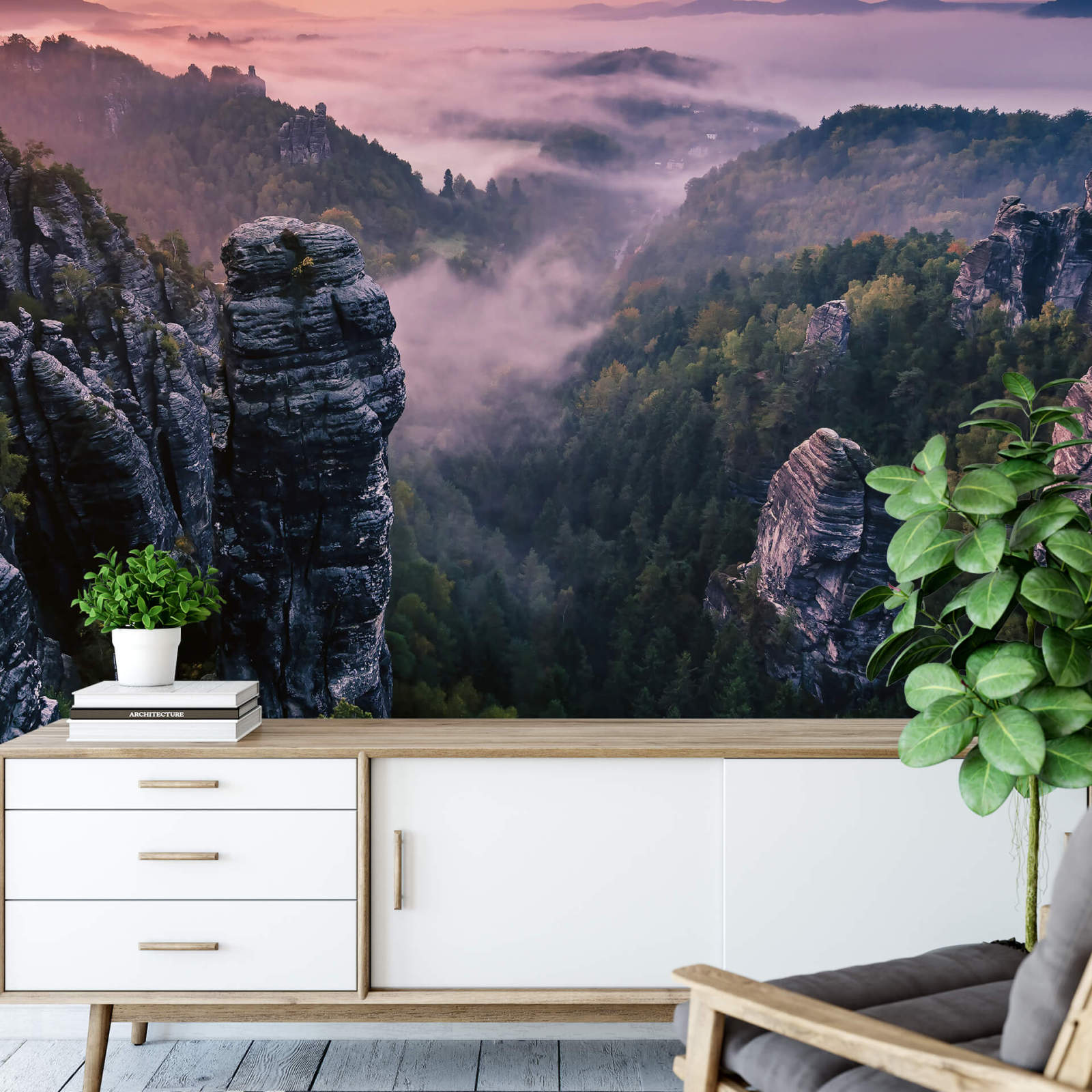 Fototapete DESIGNWALLS 2.0 - grau-grün - Klippe- 2,6 Meter