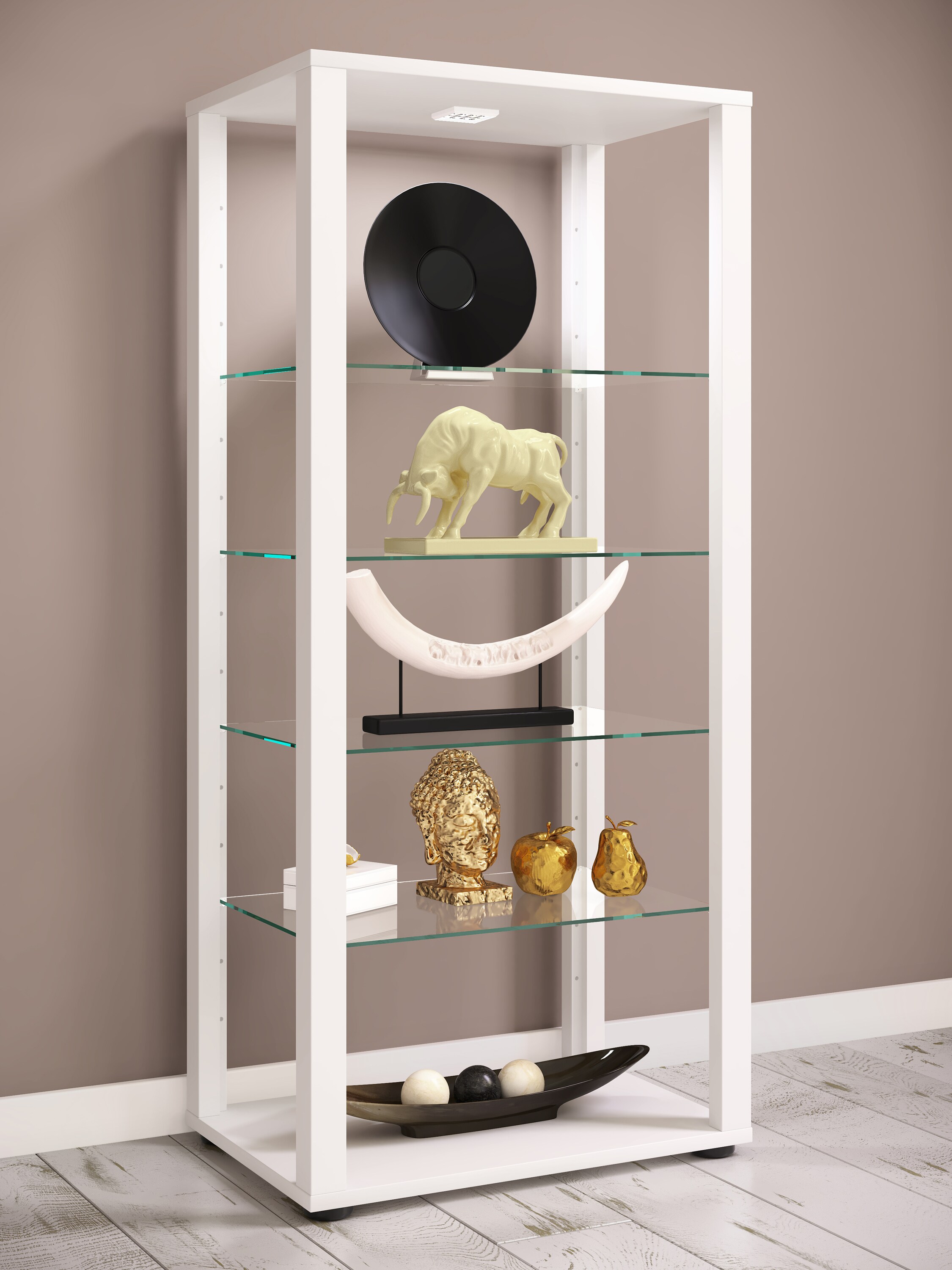 VCM Holz Glas Vitrine Sammelvitrine Glasvitrine Schaukasten Standvitrine Glasol lV