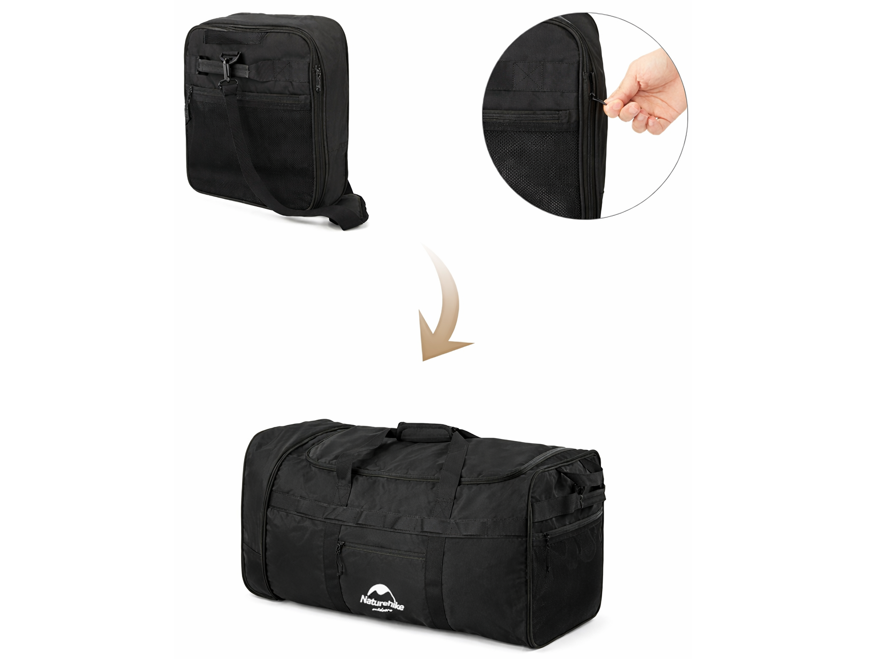 Naturehike XS03 opvouwbare trolleytas - Black