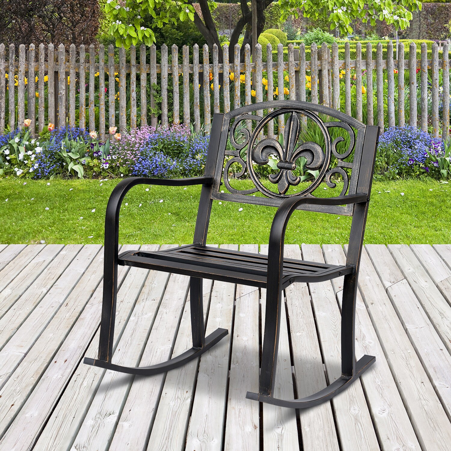 Outsunny Gartenstuhl im Antik-Optik bronze 73 x 60 x 85 cm (LxBxH)