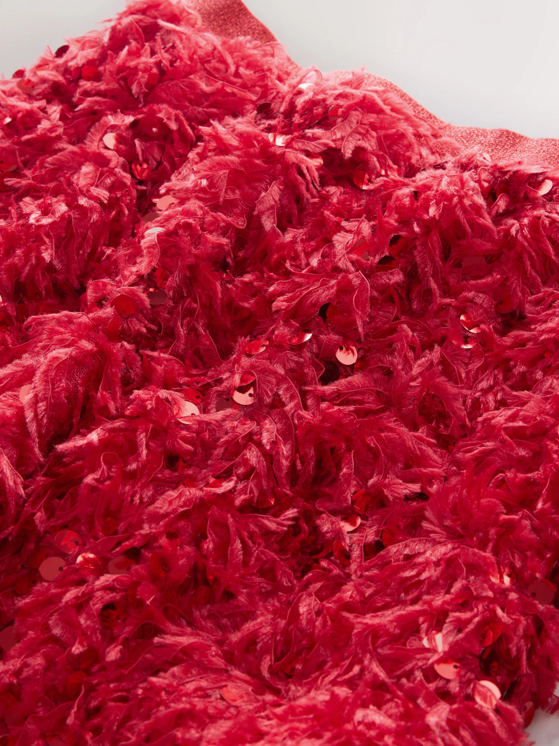Red Fluffy Sequin - Rok (3-16jr)