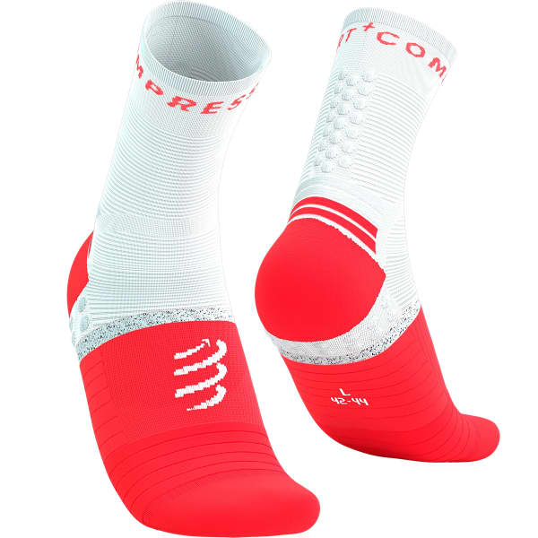 Chaussette running COMPRESSPORT PRO MARATHON SOCKS V2.0 FLUO RED/WHITE