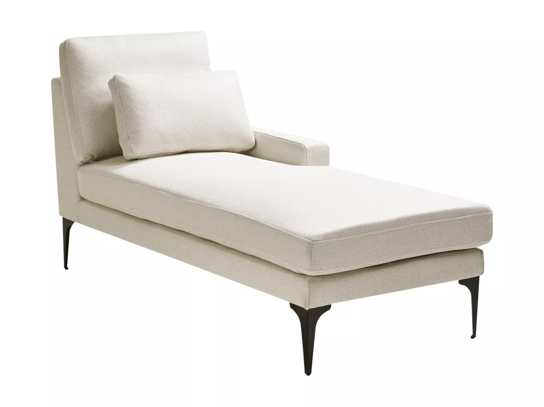 Chaise longue à droite en tissu beige clair EWRON