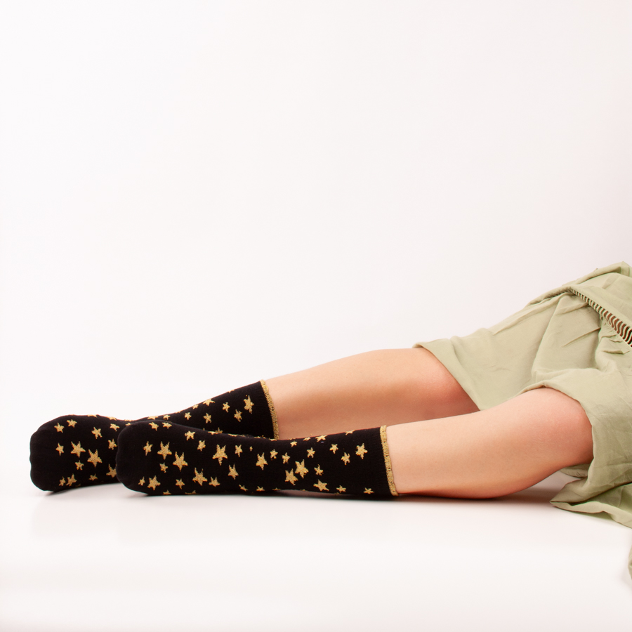 Meias Apollo Essentials com Glitter Dourado