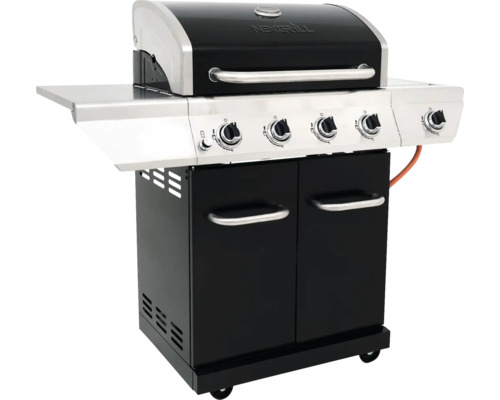Nexgrill 4B Evolution gasgrill, zwart, 4 branders, 3,23 kW, grilloppervlak 44x64 cm + zijbrander, inclusief rooster, dekselthermometer, vetopvangbak, kookgereihouder, zijtafel, warmhoudrek