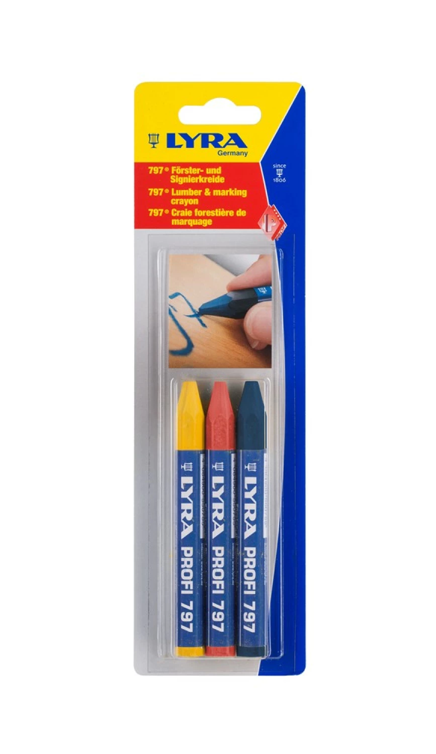 Lyra 4878007 Merkkrijt Profi 797 - Geel/ Rood/ Blauw