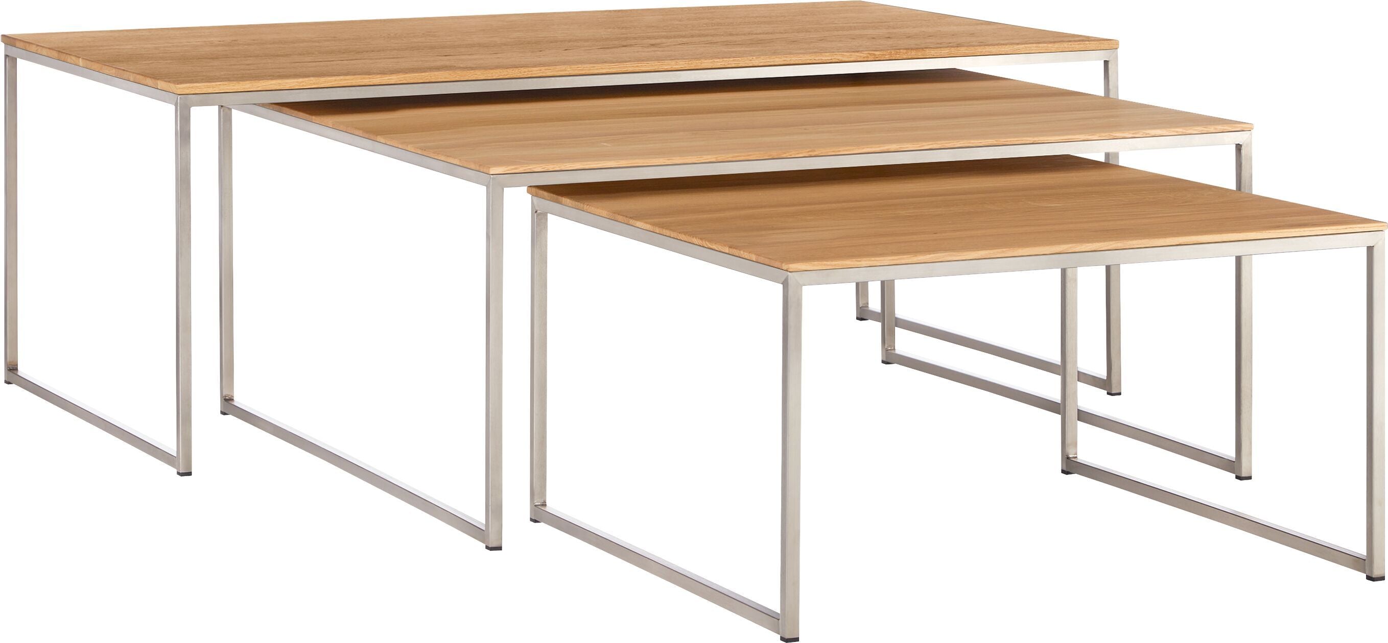 AVEA Salontisch - Eiche massiv / Edelstahl / B: 90.0 cm x T: 90.0 cm x H: 40.0 cm
