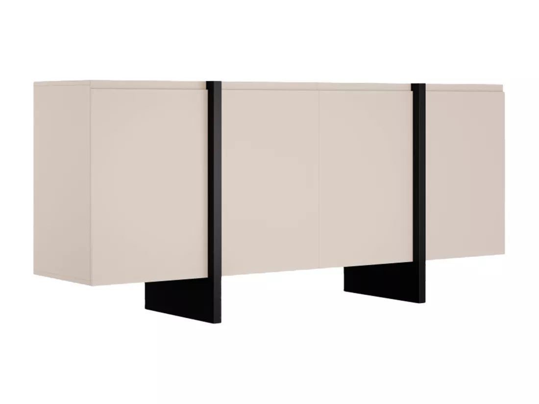 Buffet avec 4 portes en MDF - Beige et Noir - LUVONIA