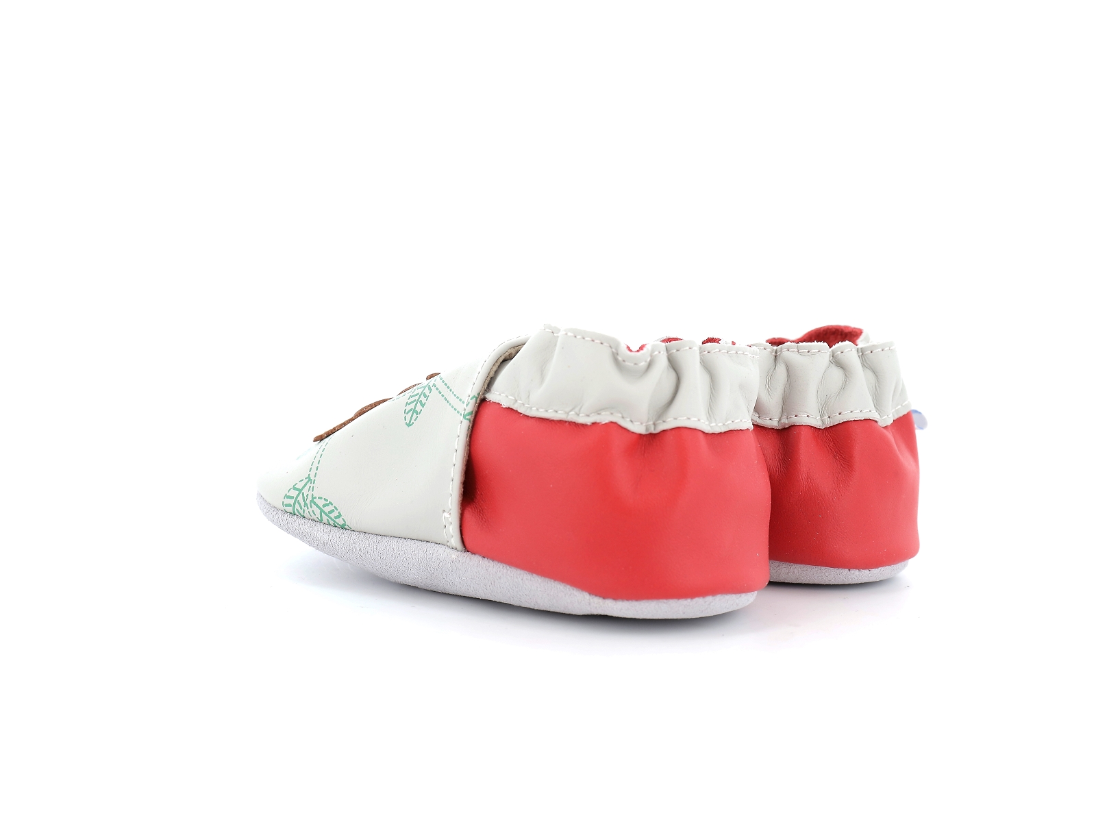 Robeez-ACROBATIC MONKEY Cuir Blanc Cerise