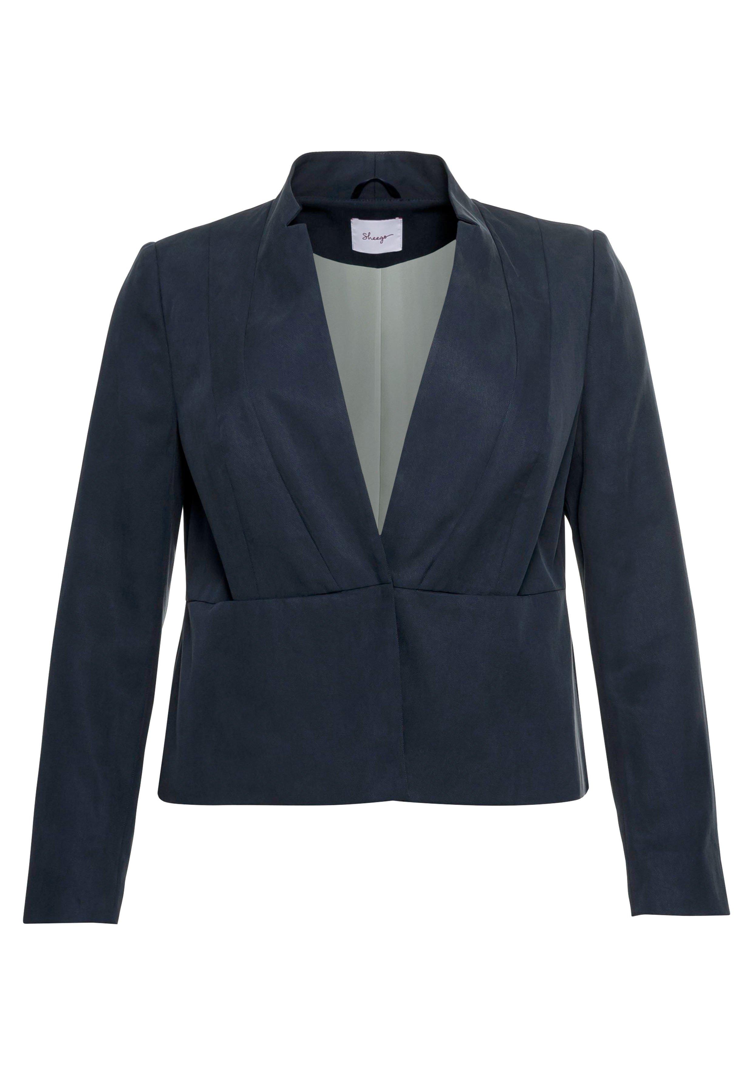 Blazer in Kurzform mit tiefem Reverskragen