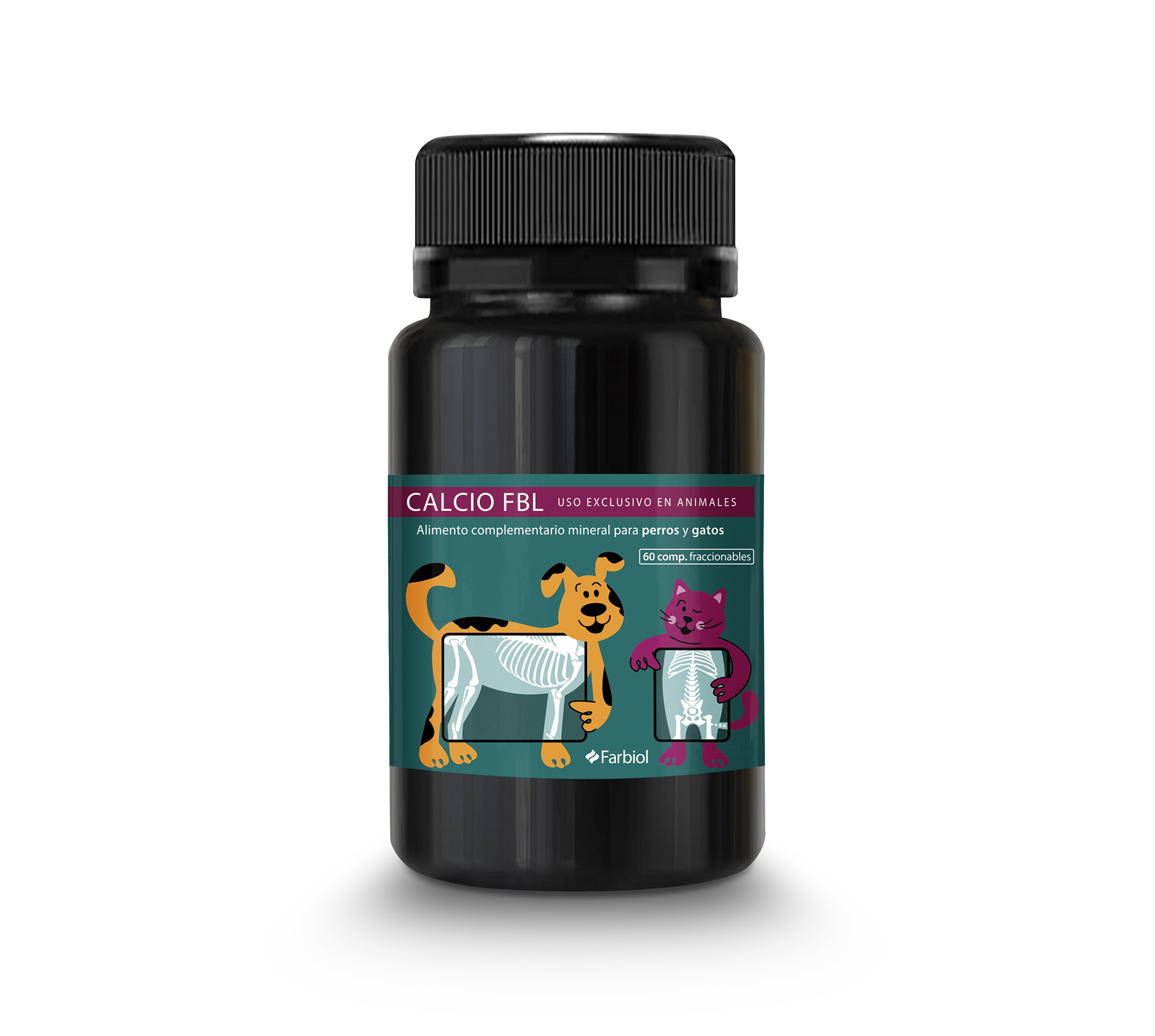 Suplemento alimentar de cálcio Farbiol FBL para cães e gatos.